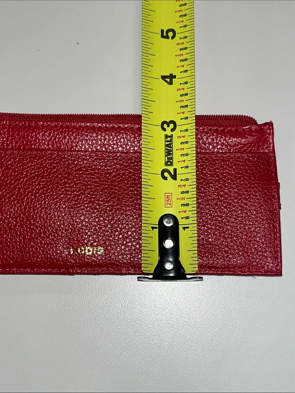 Lodis Red Pebbled Leather Zip Card Holder / Wallet